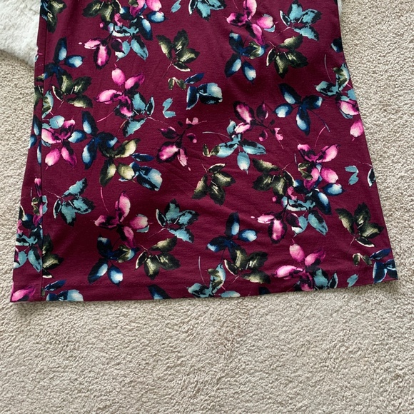 J. Jill Burgundy Leaf Ponte 3/4 Sleeve Dress- M - Picture 7 of 9